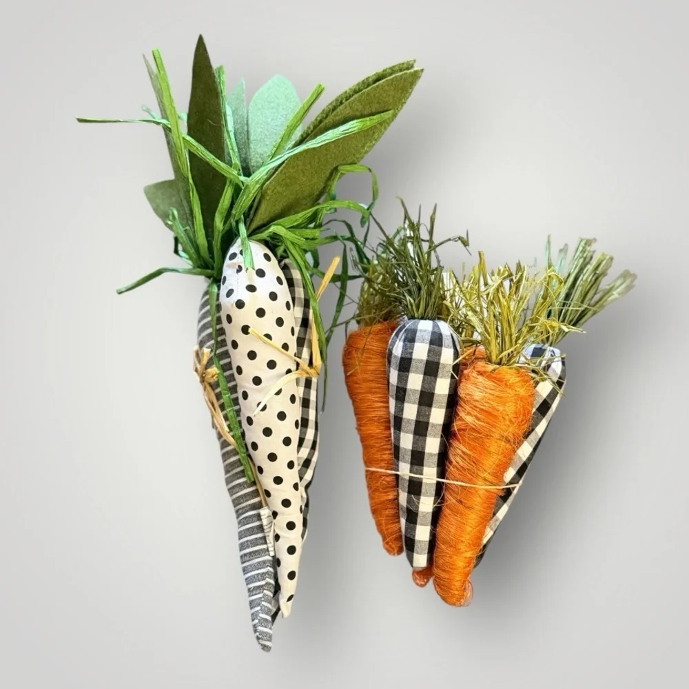 Bundle of Black & White Buffalo Check/Orange Carrots Farmhouse//Easter/Spring